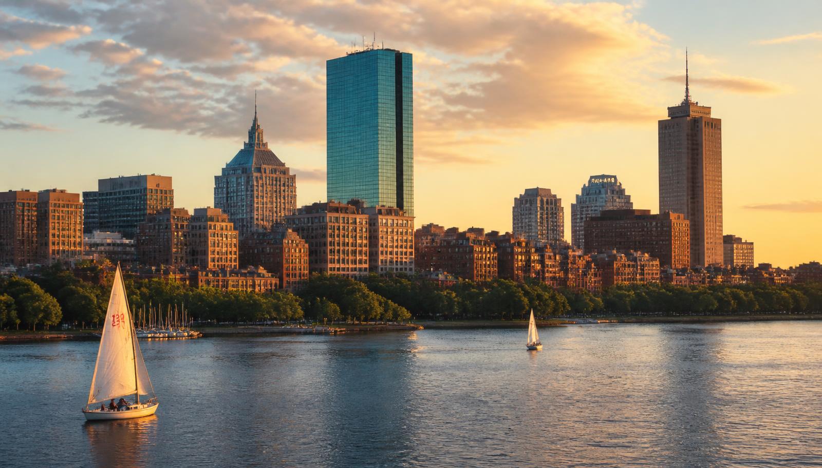 Boston skyline at dusk